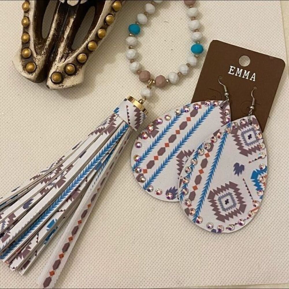 Aztec tassel necklace & matching earrings